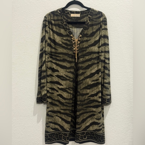 MICHAEL Michael Kors Zebra Print Lace-Up Dress - Picture 1 of 6